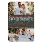 Mr. und Mrs. First Christmas Foto Collage Hochzeit Magnet (Vertikal)