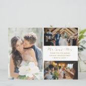 Mr. und Mrs. Foto Collage Wedding Dankeschön Karte (Stehend Vorderseite)