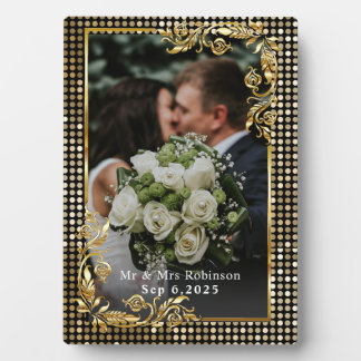 Mr. und Mrs. Gold Frame Wedding Foto Plaque Fotoplatte