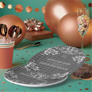 Mr. und Mrs. Heart Pattern Chalkboard Style Pappteller