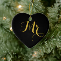 Mr. und Mrs Heart Shaped Keramik Ornament