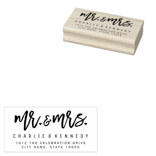 Mr. und Mrs. Hearts Script Wedding Rubber Briefmar Gummistempel (Stempel)