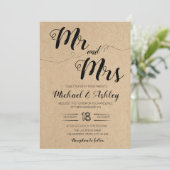 Mr. und mrs Hochzeitenthema Einladung (Stehend Vorderseite)