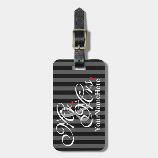 Mr. und Mrs. Husband Ehefrau Seine neuen Wünsche Gepäckanhänger (Vorderseite vertikal)