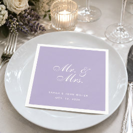 Mr. und Mrs. Lavender Wedding Lila Weiße Schrift Serviette