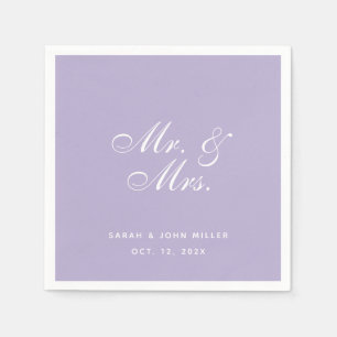 Mr. und Mrs. Lavender Wedding Lila Weiße Schrift Serviette