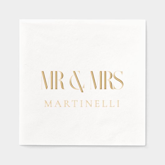 Mr. und Mrs. maßgeschneidertes modernes Design Servietten Mit Folie (Vorderseite)