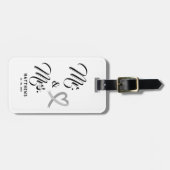Mr. und Mrs. Monogram Black and White Wedding Lugg Gepäckanhänger (Vorderseite horizontal)