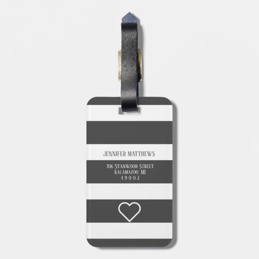 Mr. und Mrs. Monogram Black and White Wedding Lugg Gepäckanhänger (Rückseite vertikal)