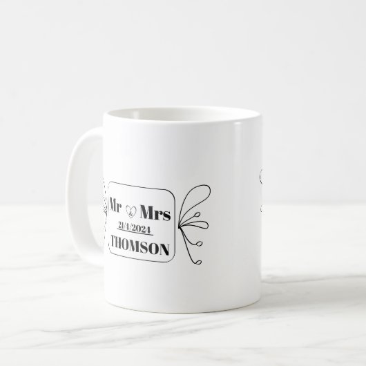 mr und mrs Monogramm Kaffeetasse (Vorderseite Links)