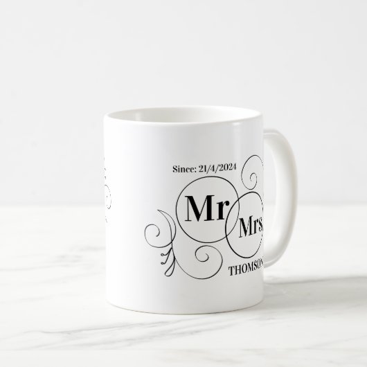 mr und mrs Monogramm Kaffeetasse (VorderseiteRechts)