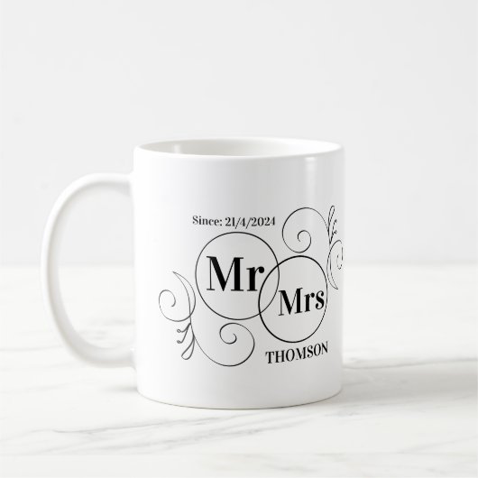 mr und mrs Monogramm Kaffeetasse (Links)