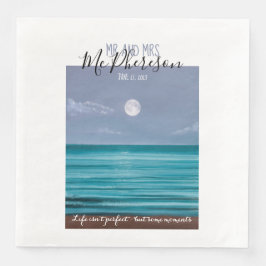 Mr. und Mrs. Moonlit Thema Hochzeit am Strand Serviette
