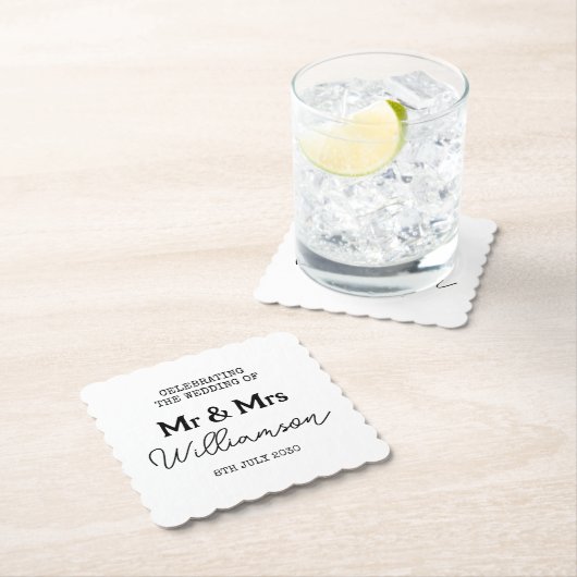 Mr. Und Mrs. Name Black and White Untersetzer (Vor Ort)