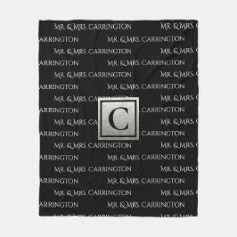 Mr. und Mrs. Name Monogram Schwarz-weiß Fleecedecke