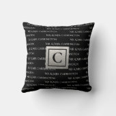 Mr. und Mrs. Name Monogram Schwarz-weiß Kissen (Rückseite)