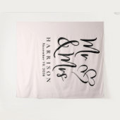 Mr. und Mrs. Pink Wedding Foto Hintergrund Wandteppich (Vorderseite (Horizontal))