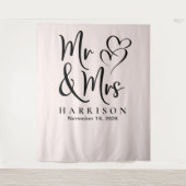 Mr. und Mrs. Pink Wedding Foto Hintergrund Wandteppich (Vorderseite)