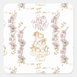 mr und mrs quadratischer aufkleber