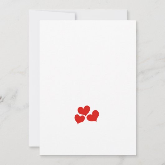 Mr. und Mrs. Red and White Heart Shape Wedding Einladung (Rückseite)