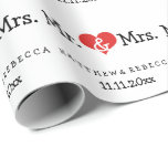 Mr. und Mrs. Red Heart Wedding Geschenkpapier<br><div class="desc">Mr. and Mrs Red Heart Wedding Geschenkpapier .. perfekt für die frisch gemieteten .. mister und vermisst personalisierte Packpapier Rolle für die Hochzeit / Jubiläum von Ricaso</div>