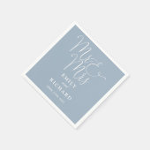 Mr. und Mrs. Script Elegant Dusty Blue Wedding Serviette (Ecke)