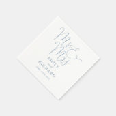 Mr. und Mrs. Script Elegant Dusty Blue Wedding Serviette (Ecke)