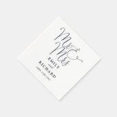 Mr. und Mrs. Script Elegant Navy Blue Wedding Serviette (Ecke)