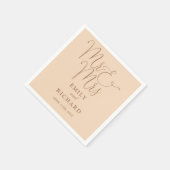 Mr. und Mrs. Script Elegant Soft Peach Wedding Serviette (Ecke)