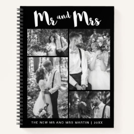Mr. und Mrs. Script Foto Collage Black and White Notizbuch