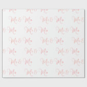 Mr. und Mrs. Script Pink Wrapping Paper Geschenkpapier (Flach)