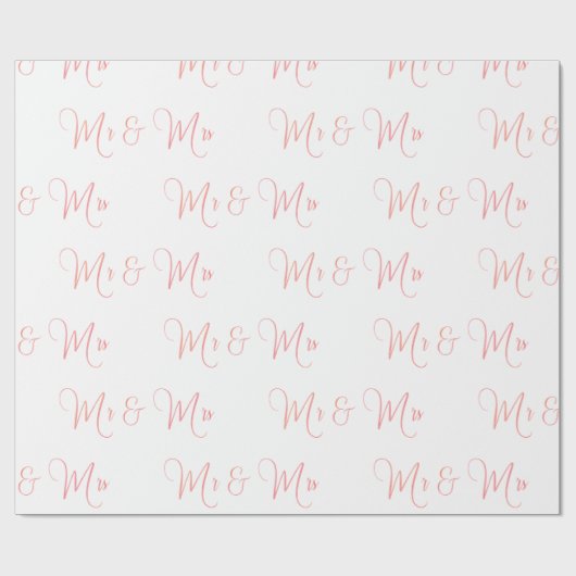 Mr. und Mrs. Script Pink Wrapping Paper Geschenkpapier (Flach)