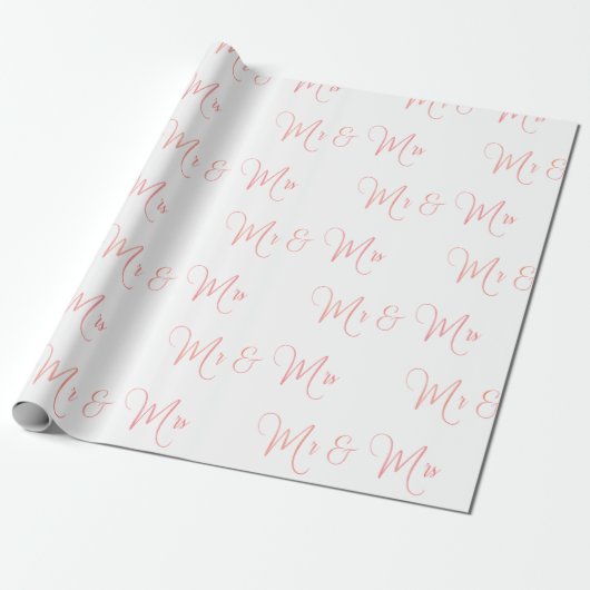 Mr. und Mrs. Script Pink Wrapping Paper Geschenkpapier (Ungerollt)