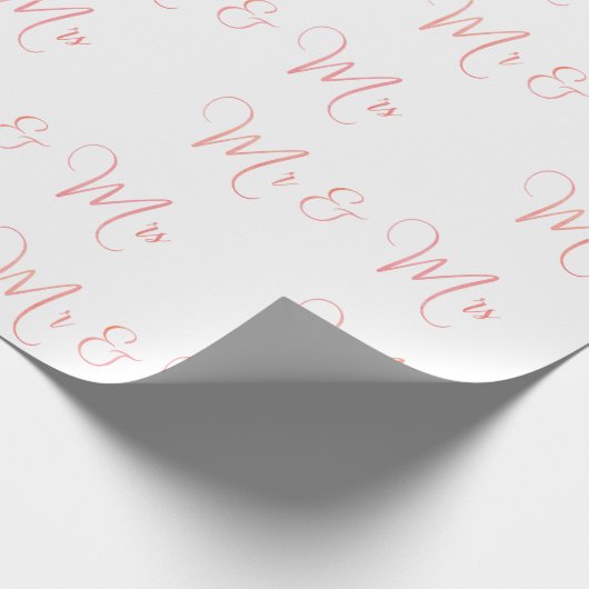Mr. und Mrs. Script Pink Wrapping Paper Geschenkpapier (Ecke)