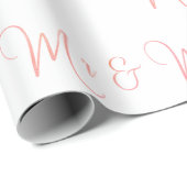 Mr. und Mrs. Script Pink Wrapping Paper Geschenkpapier (Rolleneckpunkt)