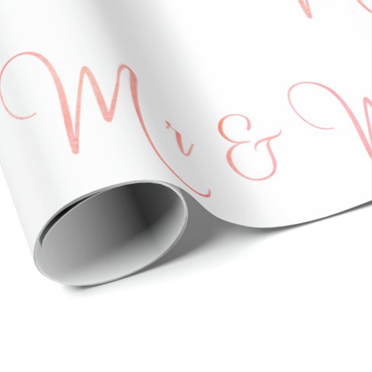 Mr. und Mrs. Script Pink Wrapping Paper Geschenkpapier (Rolleneckpunkt)
