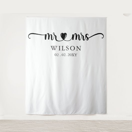 Mr. und Mrs. Script Wedding Foto Prop Hintergrund Wandteppich (Vorderseite)