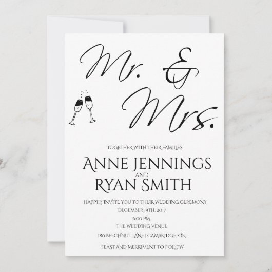 Mr. und Mrs. simple Wedding Einladung. Einladung (Vorderseite)