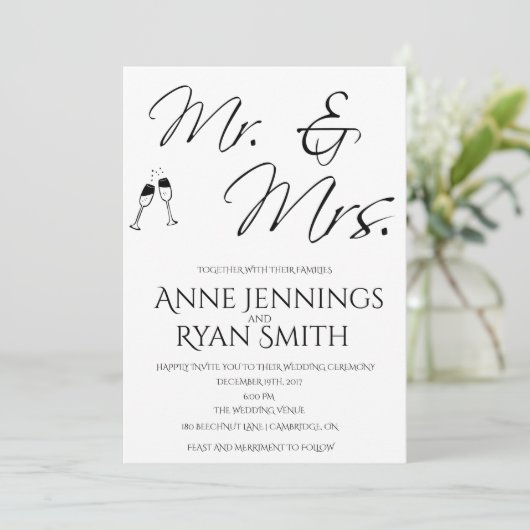 Mr. und Mrs. simple Wedding Einladung. Einladung (Stehend Vorderseite)