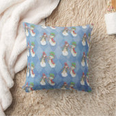 Mr. und Mrs. Snowman Pattern on Blue Kissen (Decke)