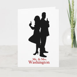 Mr. und Mrs. Spy Silhouette Wedding Greeting Card Karte