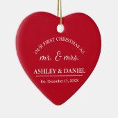 Mr. und Mrs. Unser erstes Weihnachtsferien-Foto Keramik Ornament (Rechts)