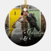 Mr. und Mrs. Verheiratet First Christmas Foto Wedd Keramikornament (Vorne)