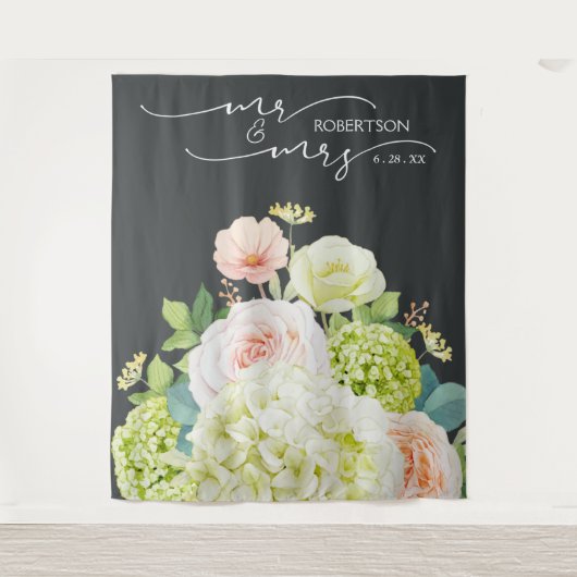 Mr. und Mrs. Wedding Backdrop Banner Wandteppich (Vorderseite)