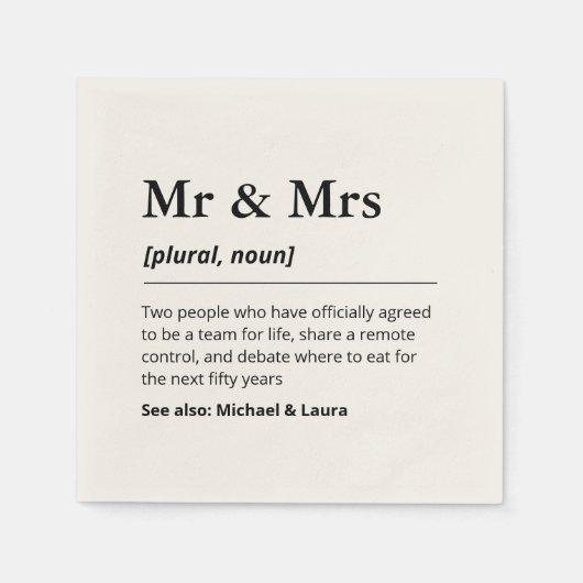 Mr. und Mrs. Wedding Custom Definition Modern Serviette (Vorderseite)
