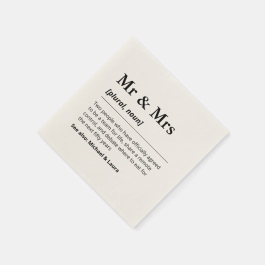 Mr. und Mrs. Wedding Custom Definition Modern Serviette (Ecke)