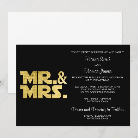 Mr. und Mrs. Wedding Einladung (Vorne/Hinten)