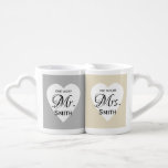 Mr. und Mrs Wedding Lovers Mug Liebestassen<br><div class="desc">Elegantes Pärchen-Tasse-Set in Silber und Perle</div>