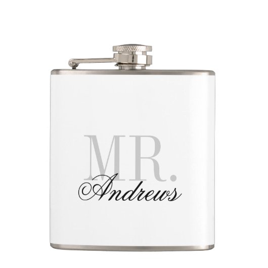 Mr. und Mrs. Wedding Monogram Flachmann (Vorderseite)