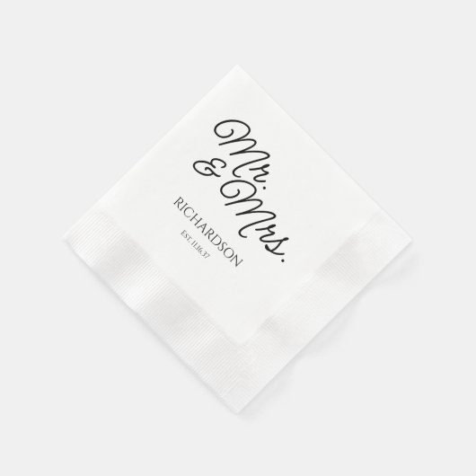 Mr. und Mrs. Wedding Napkins Custom Printed Serviette (Ecke)